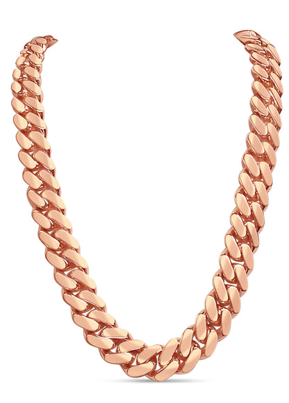 Miami Cuban Solid Gold Handmade Necklace , 14mm, 16-30 Inch