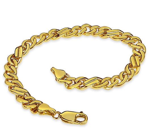 Curb Solid Gold Handmade Bracelet , 7mm, 6.5-10 Inch