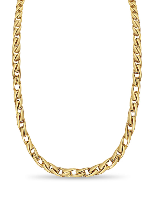 Curb Solid Gold Handmade Necklace , 7mm, 16-30 Inch