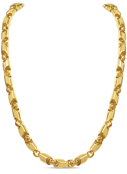 Fancy Tube Solid Gold Handmade Necklace , 8mm, 16-30 Inch