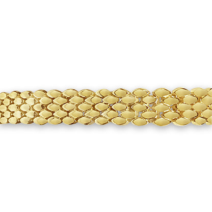 18k Solid Yellow Gold Handmade 12mm Panther Link Bracelet, 9.5", Approx 52g