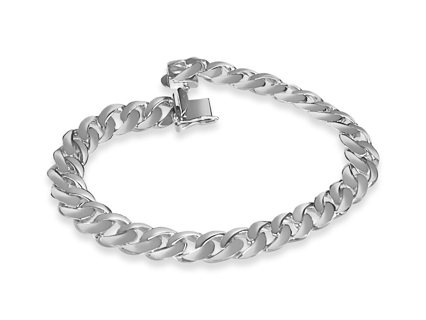 Curb Solid Gold Handmade Bracelet , 9mm, 6.5-10 Inch