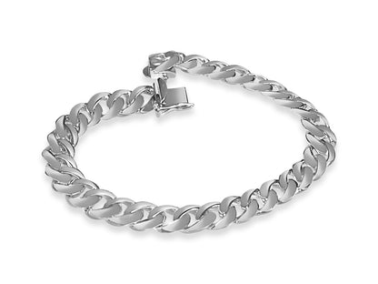 Curb Solid Gold Handmade Bracelet , 9mm, 6.5-10 Inch