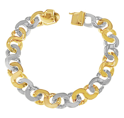 Flat Solid Gold Handmade Bracelet , 12mm, 6.5-10 Inch