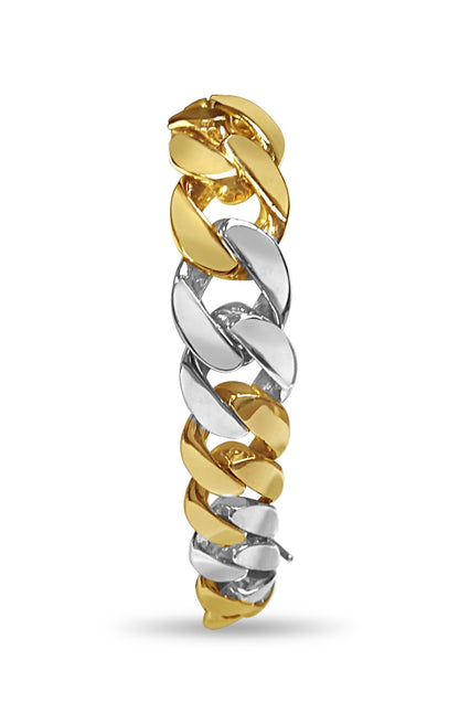 Curb Solid Gold Handmade Bracelet , 15mm, 6.5-10 Inch
