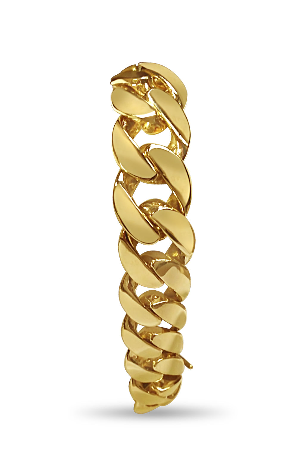 Curb Solid Gold Handmade Bracelet , 15mm, 6.5-10 Inch