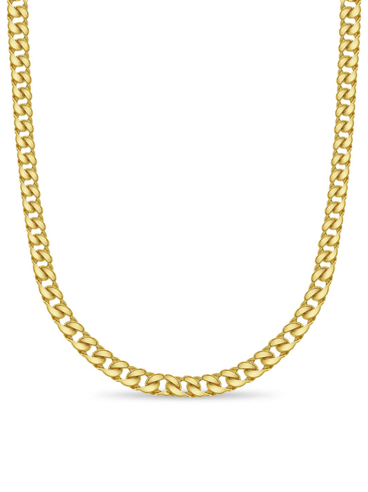 Curb Solid Gold Handmade Necklace , 20mm, 16-30 Inch