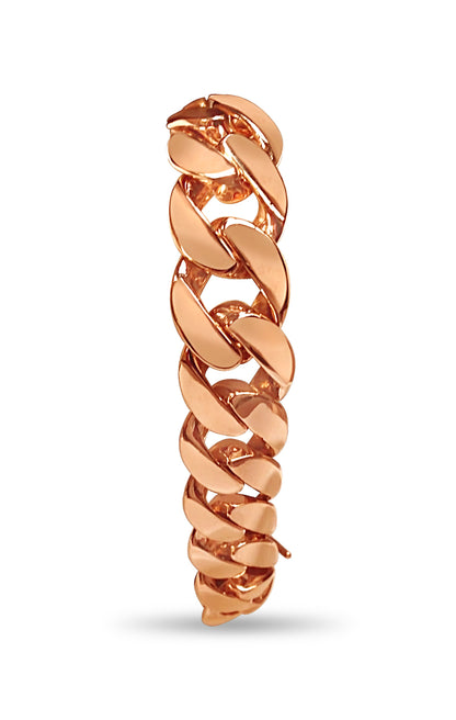Curb Solid Gold Handmade Bracelet , 15mm, 6.5-10 Inch