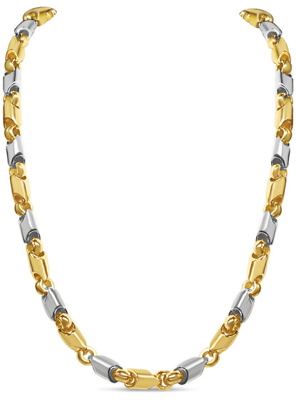 Fancy Tube Solid Gold Handmade Necklace , 8mm, 16-30 Inch