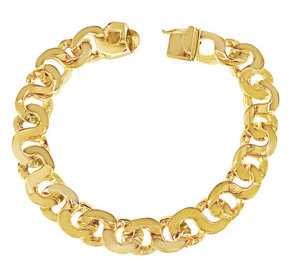 Flat Solid Gold Handmade Bracelet , 12mm, 6.5-10 Inch