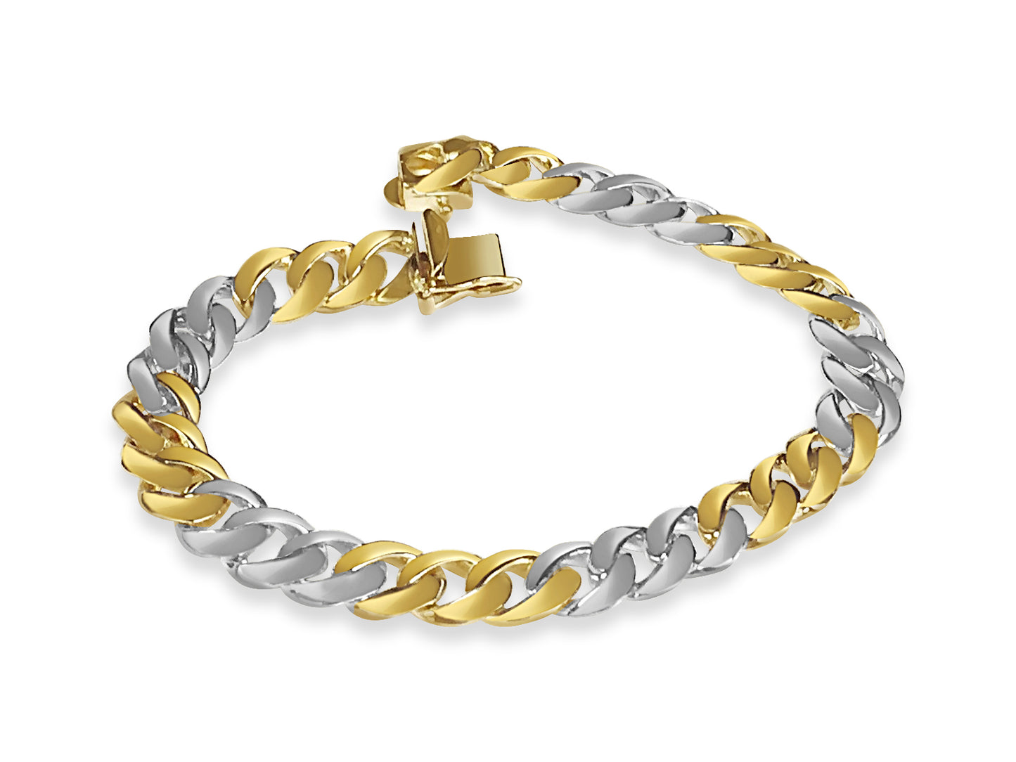 Curb Solid Gold Handmade Bracelet , 9mm, 6.5-10 Inch