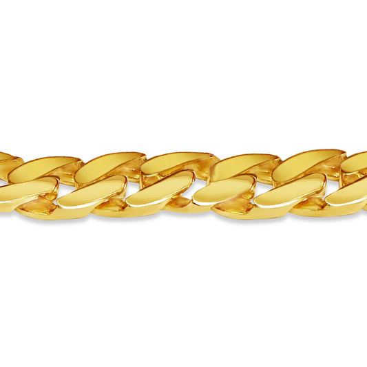 Curb Solid Gold Handmade Bracelet , 16mm, 6.5-10 Inch