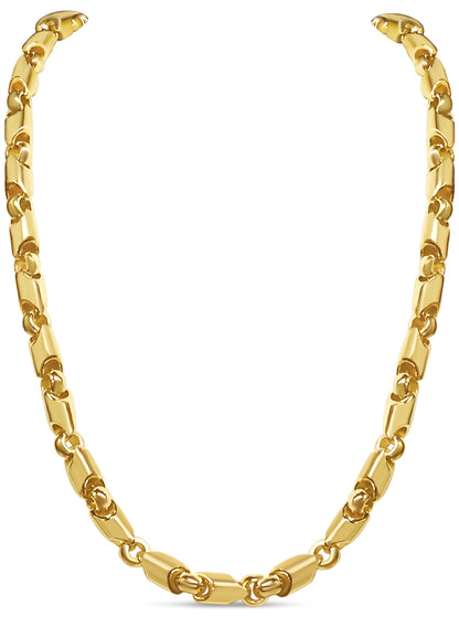 Fancy Tube Solid Gold Handmade Necklace , 8mm, 16-30 Inch
