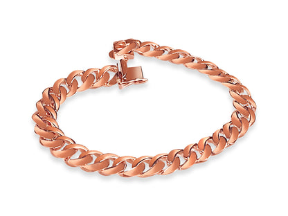 Curb Solid Gold Handmade Bracelet , 9mm, 6.5-10 Inch
