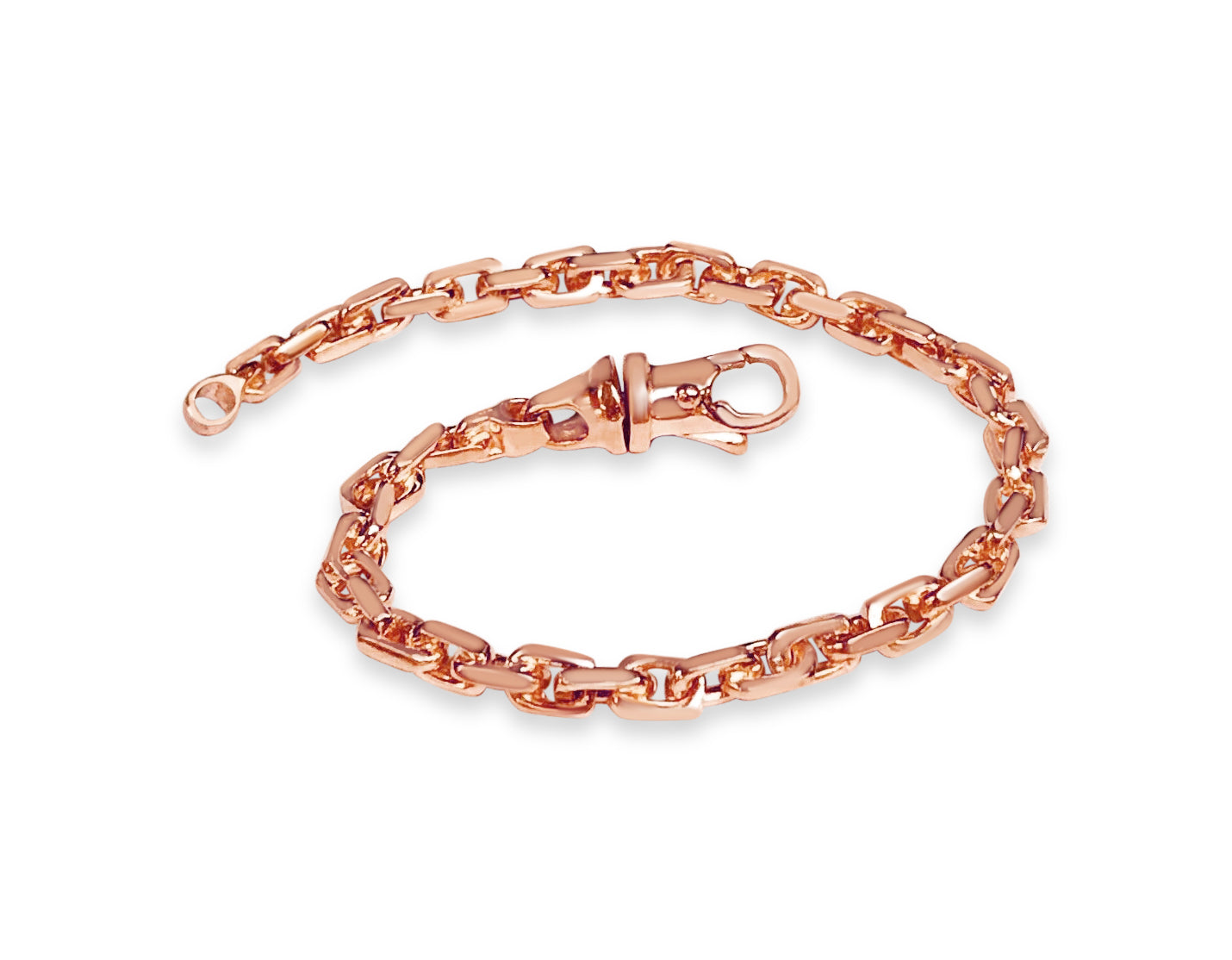 Fancy Rolo Solid Gold Handmade Bracelet , 5mm, 6.5-10 Inch