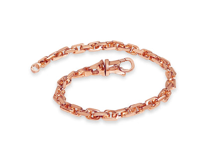 Fancy Rolo Solid Gold Handmade Bracelet , 5mm, 6.5-10 Inch