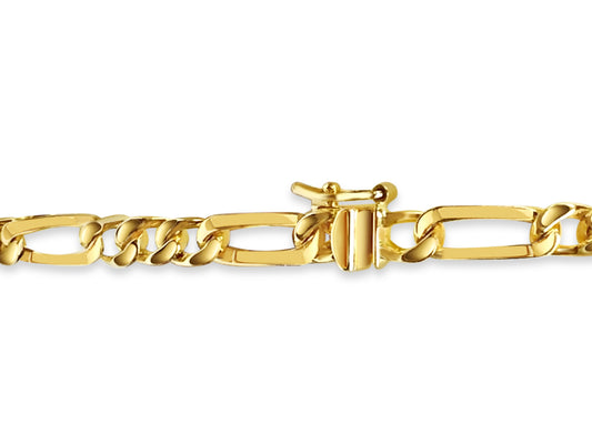 ID Figaro Solid Gold Handmade Bracelet , 5mm, 6.5-10 Inch