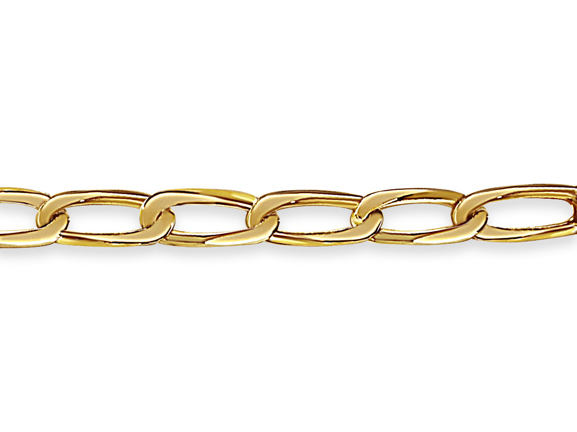 18k Solid Yellow Gold Handmade 9mm Flat Link Bracelet, 9.5", Approx 32g