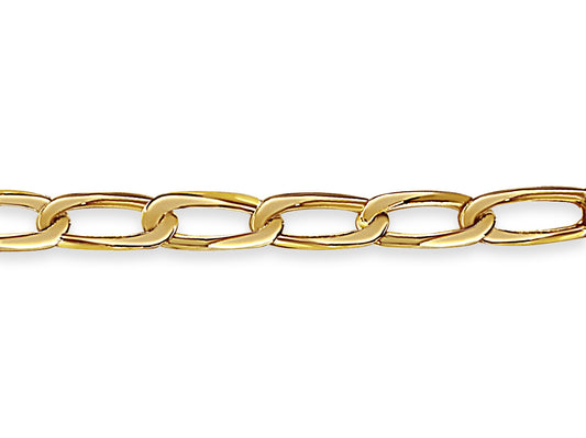 Flat Solid Gold Handmade Necklace , 9mm, 16-30 Inch