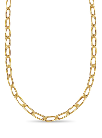 Flat Solid Gold Handmade Necklace , 9mm, 16-30 Inch