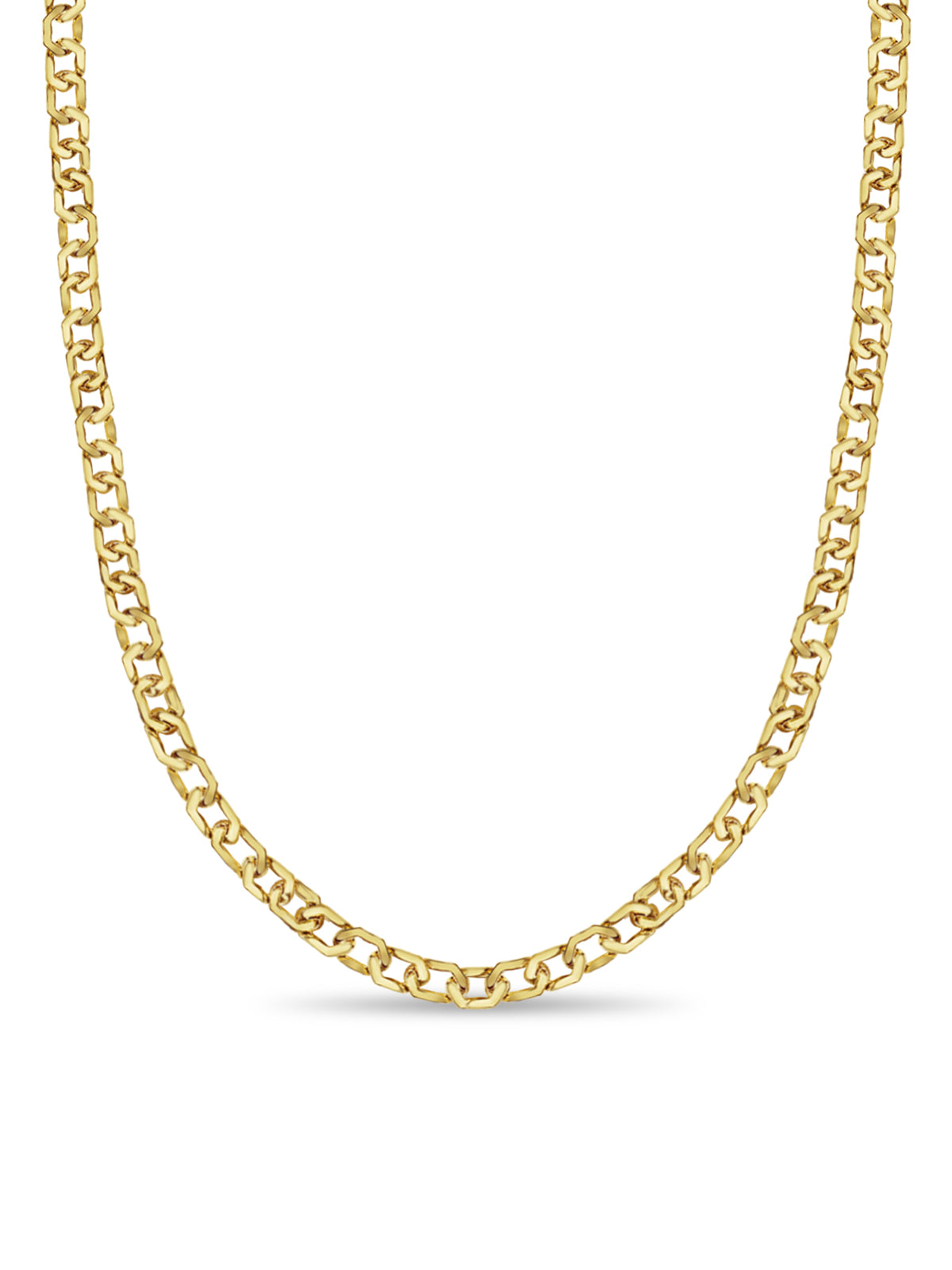 Curb Solid Gold Handmade Necklace , 11mm, 16-30 Inch