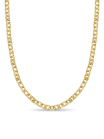 Curb Solid Gold Handmade Necklace , 11mm, 16-30 Inch