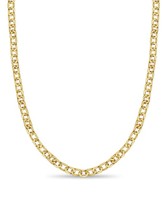 Curb Solid Gold Handmade Necklace , 11mm, 16-30 Inch