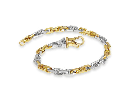 Fancy Rolo Solid Gold Handmade Bracelet , 5mm, 6.5-10 Inch