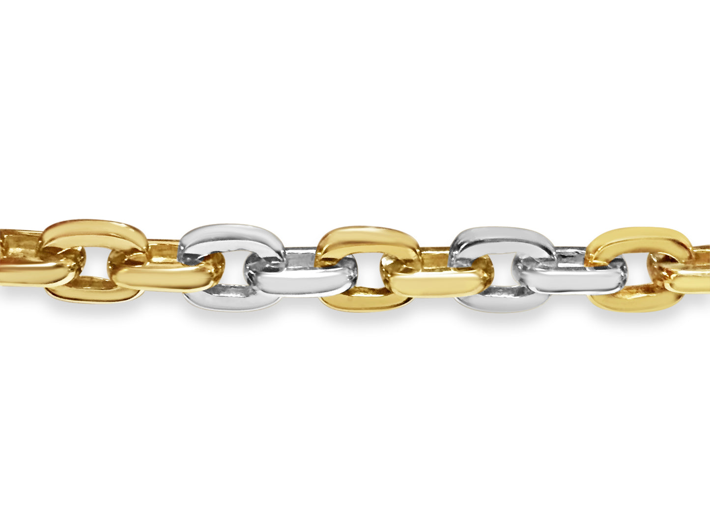 Fancy Rolo Solid Gold Handmade Bracelet , 8mm, 6.5-10 Inch