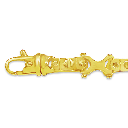 Equestrian Solid Gold Handmade Bracelet , 9mm, 6.5-10 Inch