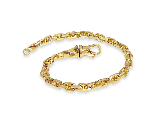 Fancy Rolo Solid Gold Handmade Bracelet , 5mm, 6.5-10 Inch