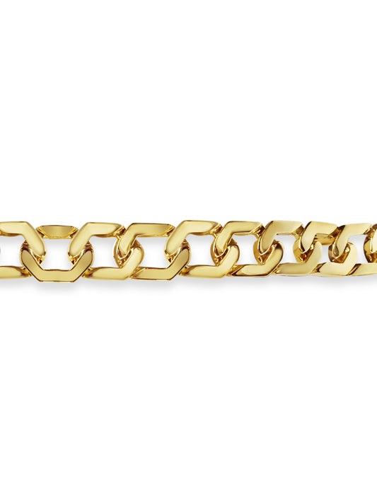 Curb Solid Gold Handmade Bracelet , 11mm, 6.5-10 Inch