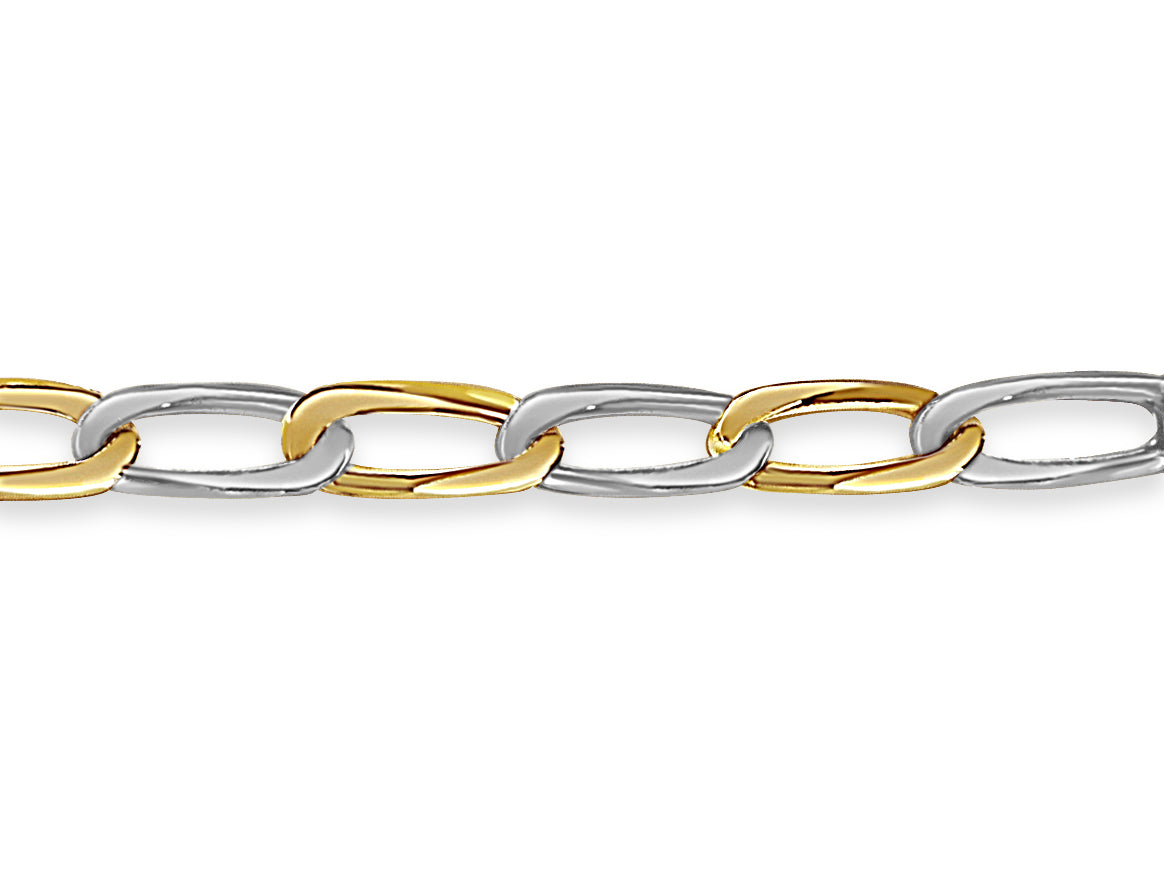 18k Solid Yellow Gold Handmade 9mm Flat Link Bracelet, 9.5", Approx 32g