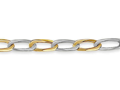 18k Solid Yellow Gold Handmade 9mm Flat Link Bracelet, 9.5", Approx 32g