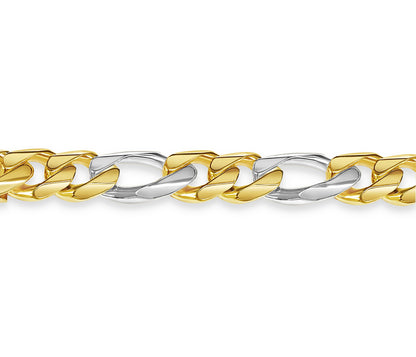 18k Solid Yellow Gold Handmade 18mm Figaro Link Bracelet, 9.5", Approx 163g