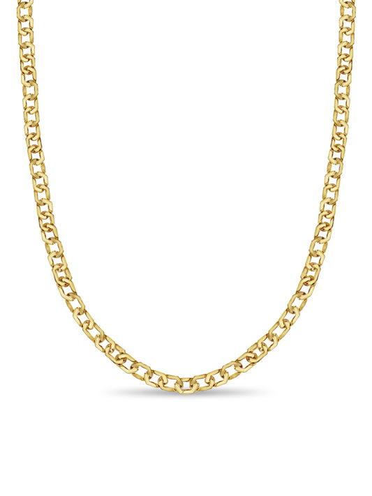Curb Solid Gold Handmade Necklace , 11mm, 16-30 Inch