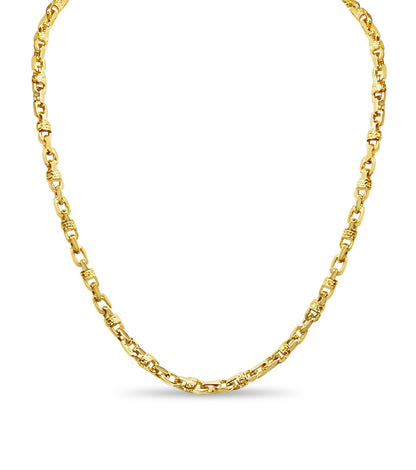 Fancy Greek Solid Gold Handmade Necklace , 6mm, 16-30 Inch