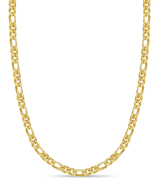 Figaro Solid Gold Handmade Necklace , 18mm, 16-30 Inch