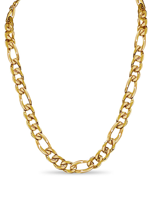 Figaro Solid Gold Handmade Necklace , 15mm, 16-30 Inch