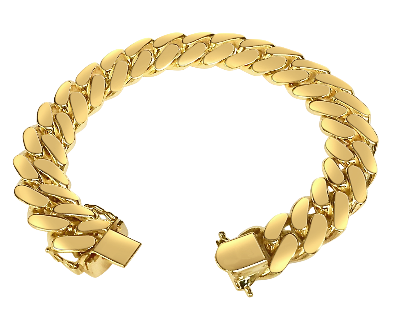 Miami Cuban Solid Gold Handmade Bracelet , 14mm, 6.5-10 Inch