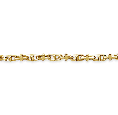 Anchor Mariner Solid Gold Handmade Bracelet , 3mm, 6.5-10 Inch