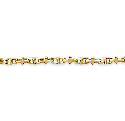 Anchor Mariner Solid Gold Handmade Bracelet , 3mm, 6.5-10 Inch