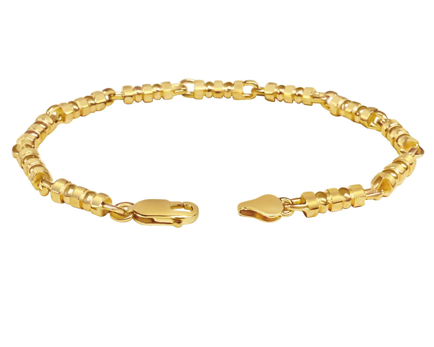 Bead Solid Gold Handmade Bracelet , 5mm, 6.5-10 Inch