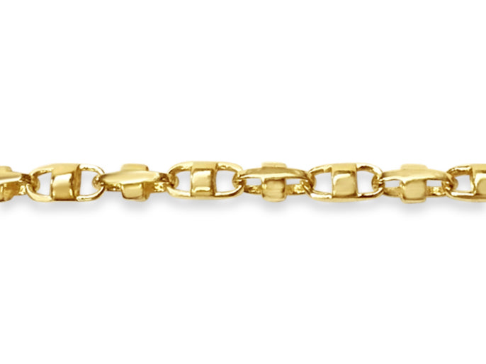 Anchor Mariner Solid Gold Handmade Bracelet , 7mm, 6.5-10 Inch