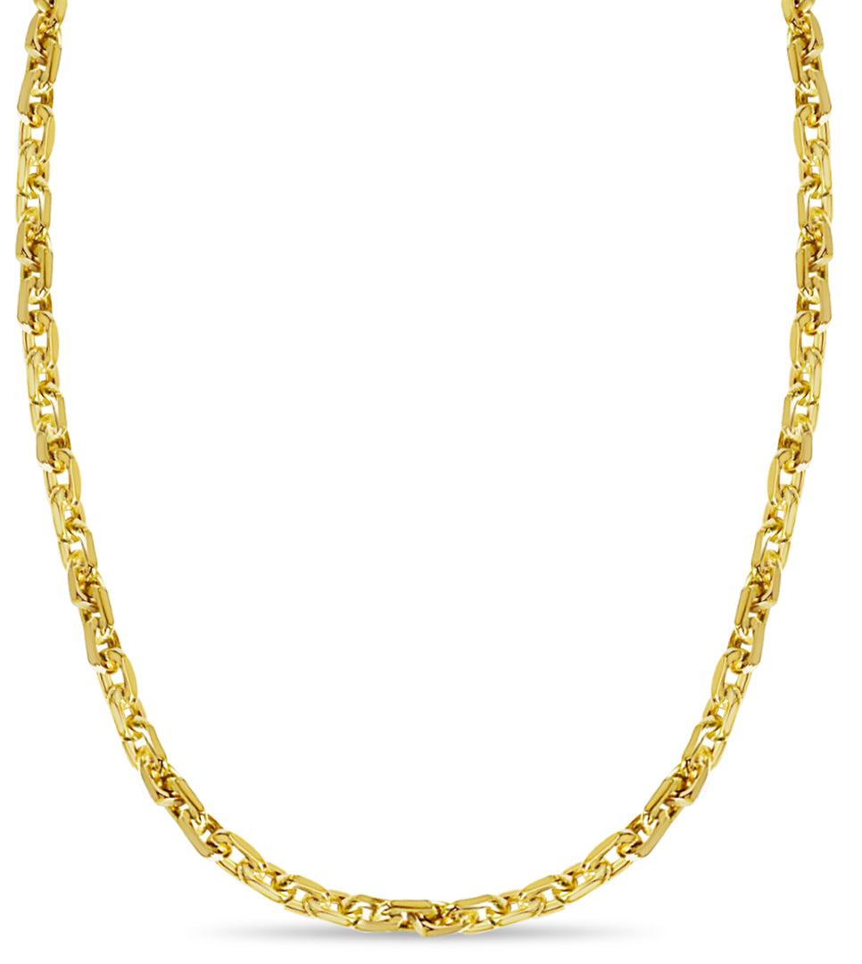 Fancy Rolo Solid Gold Handmade Necklace , 5mm, 16-30 Inch