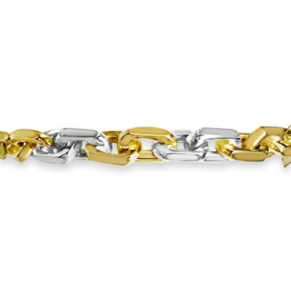 Fancy Rolo Solid Gold Handmade Bracelet , 5mm, 6.5-10 Inch