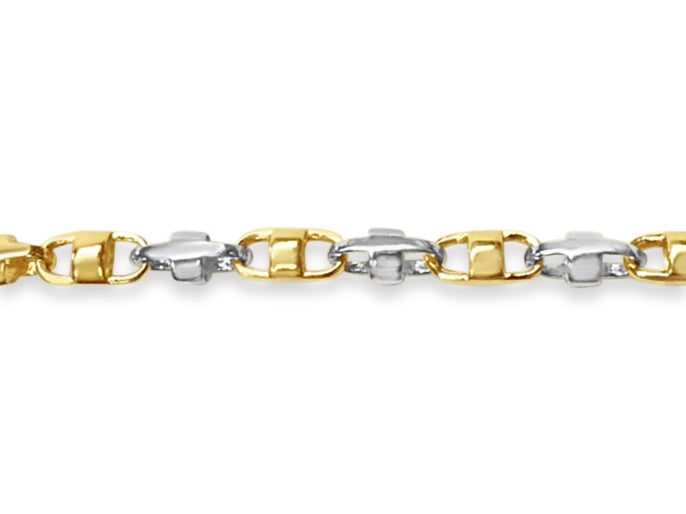 Anchor Mariner Solid Gold Handmade Bracelet , 7mm, 6.5-10 Inch