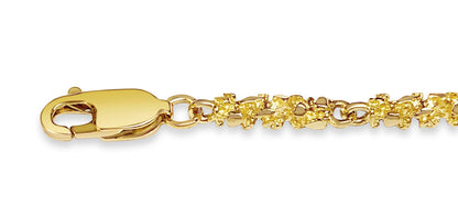 Nugget Solid Gold Handmade Bracelet , 4mm, 6.5-10 Inch