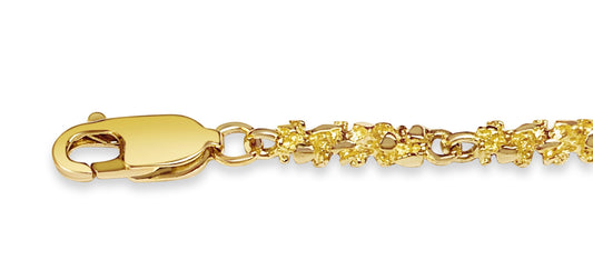 Nugget Solid Gold Handmade Bracelet , 4mm, 6.5-10 Inch
