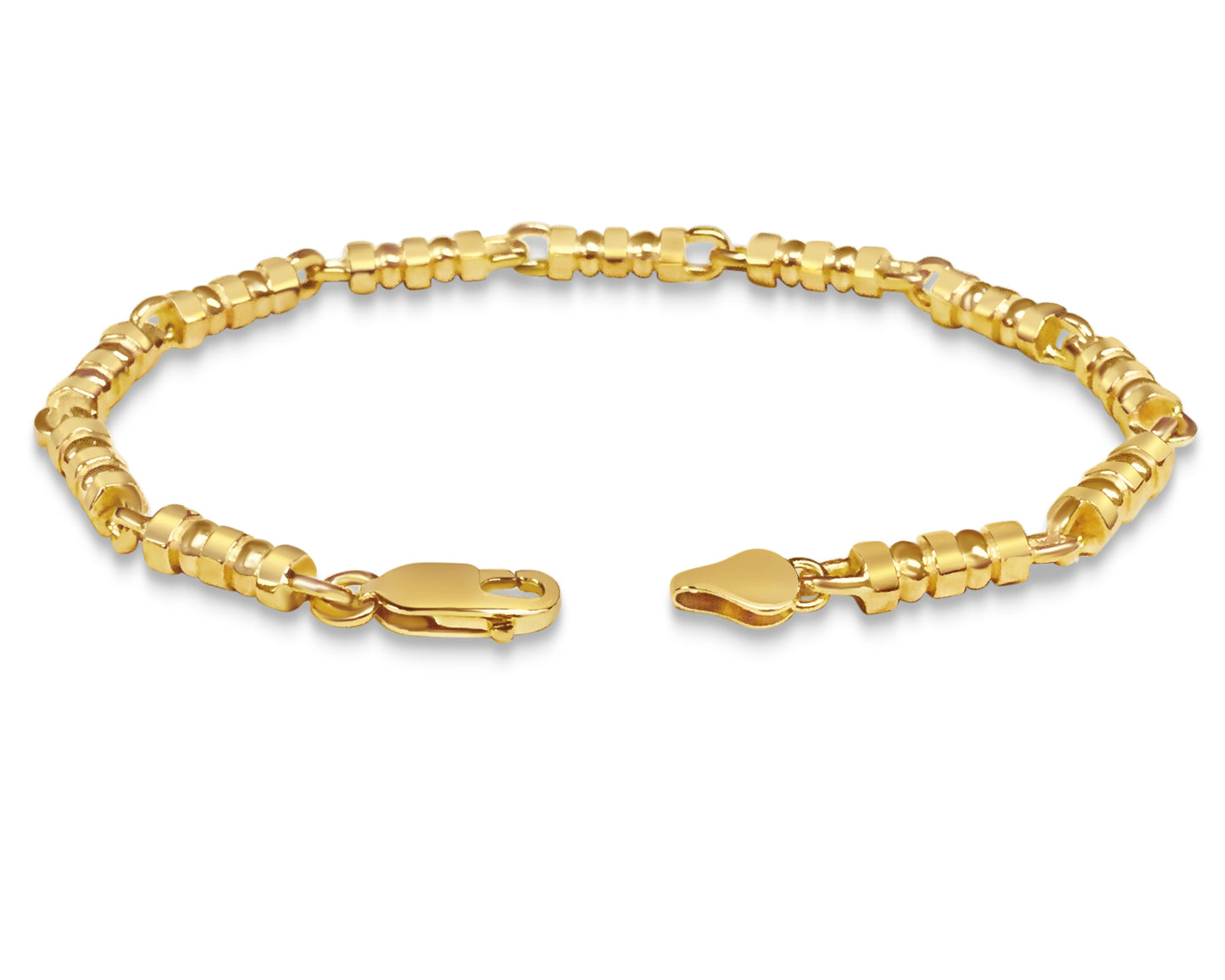 Bead Solid Gold Handmade Bracelet , 5mm, 6.5-10 Inch